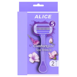 ALICE-comfortglide-spa-breeze-lavander-purple ماكینة حلاقة الیس سبا بریز ٢ید*٥موس *علبة موف